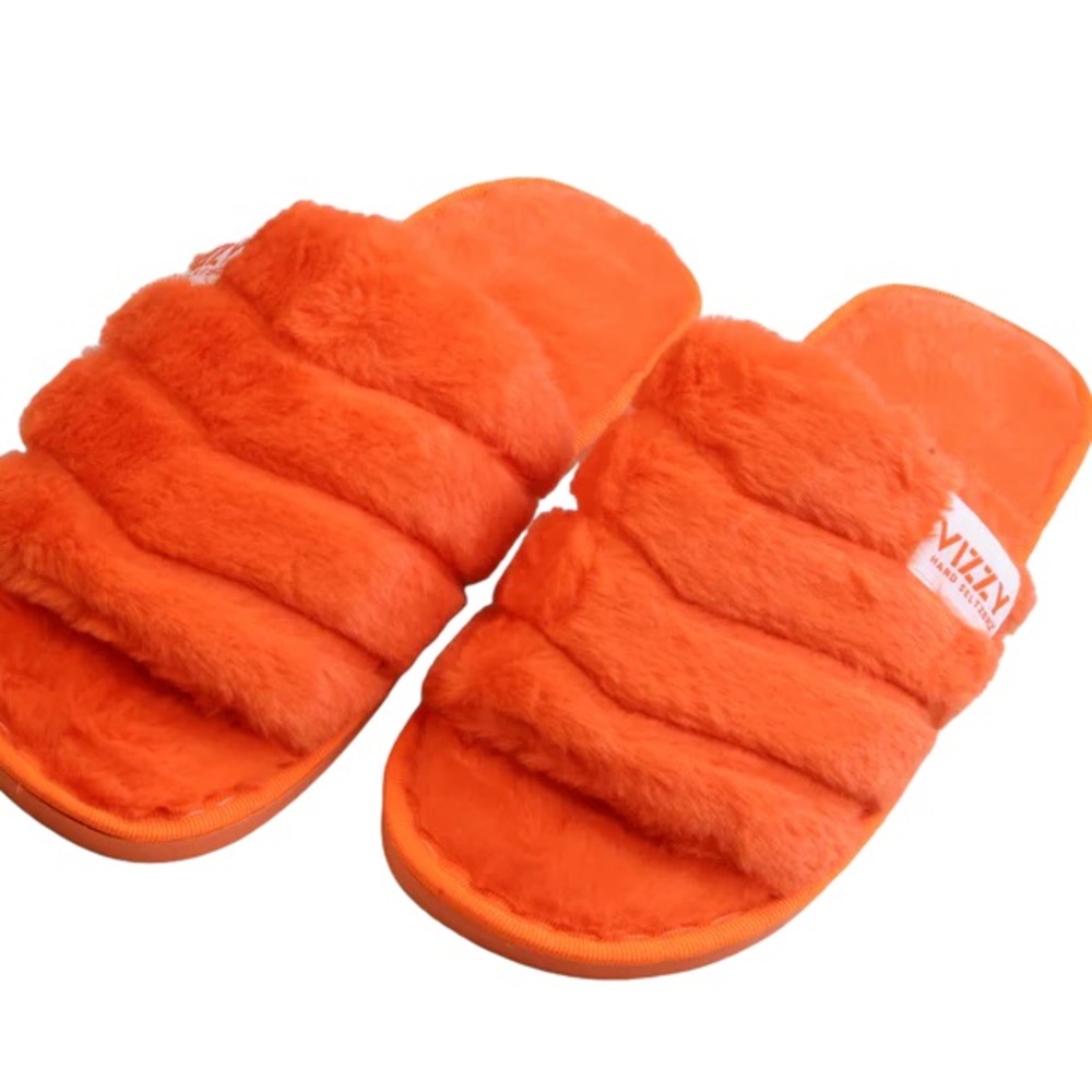 Vizzy Orange Fuzzy Slippers